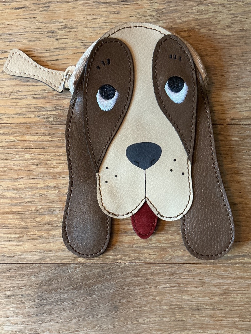 Rolfs Leather Beagle Basset Dog Face Zipper Coin Purse